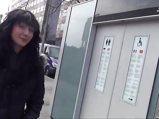 Cute brunette girl from the street sucks and fucks