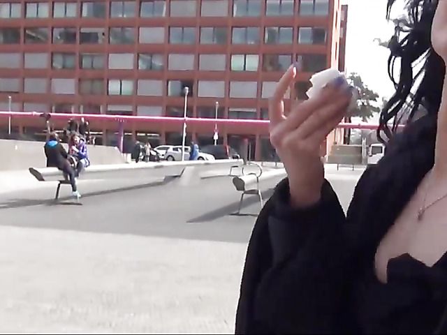 Cute brunette girl from the street sucks and fucks