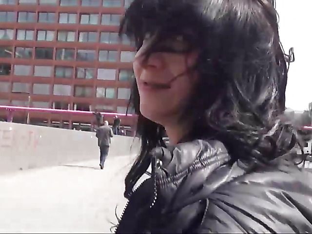 Cute brunette girl from the street sucks and fucks