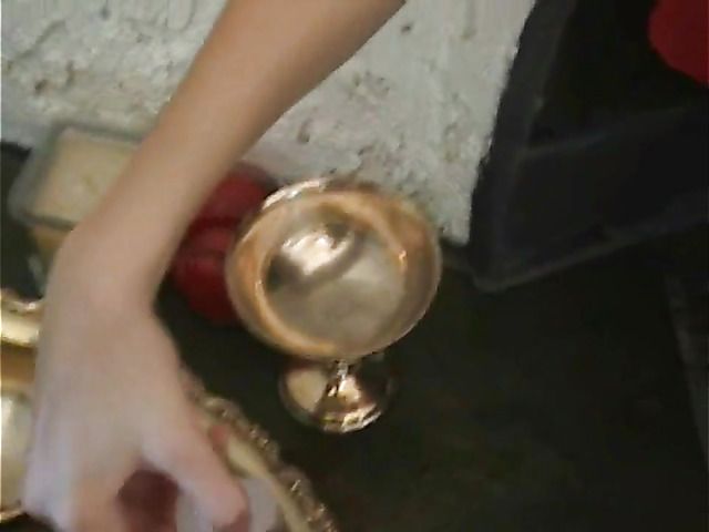 Girl with beautiful tits plays with an ice cube