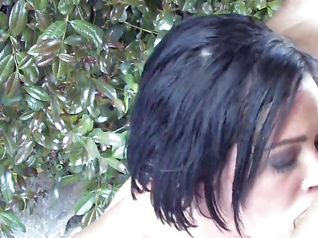 Hard anal with a hot body brunette by the pool