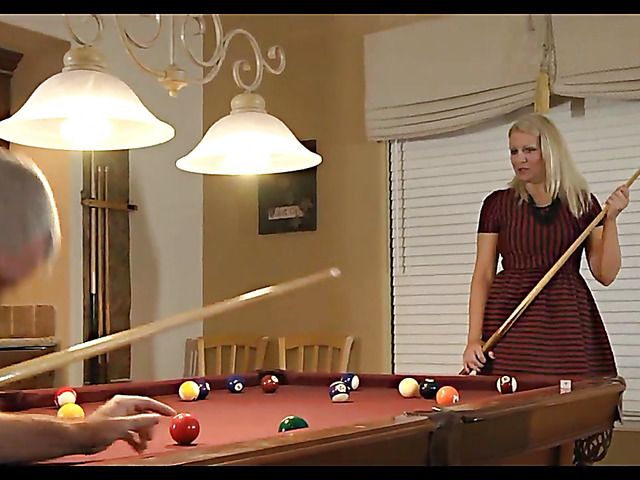 Mature MILF playing pool and fucking