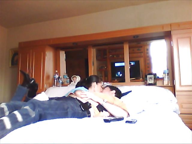 Latina girlfriend sucks cock dry on the bed