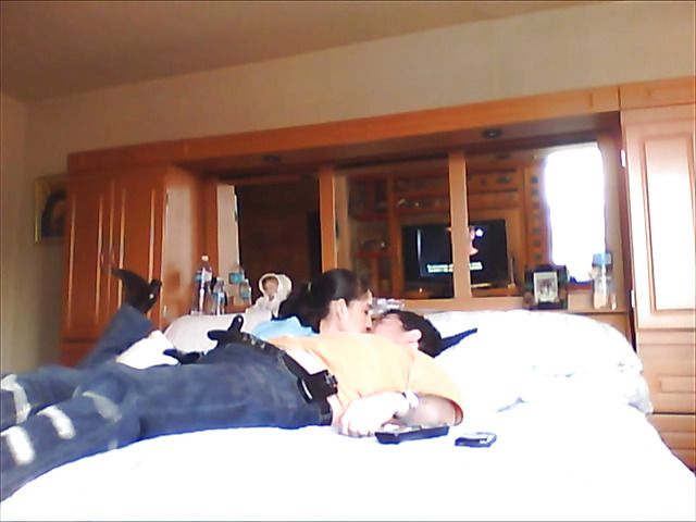 Latina girlfriend sucks cock dry on the bed