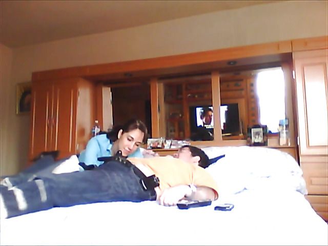 Latina girlfriend sucks cock dry on the bed