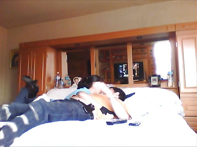 Latina girlfriend sucks cock dry on the bed