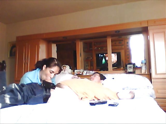 Latina girlfriend sucks cock dry on the bed