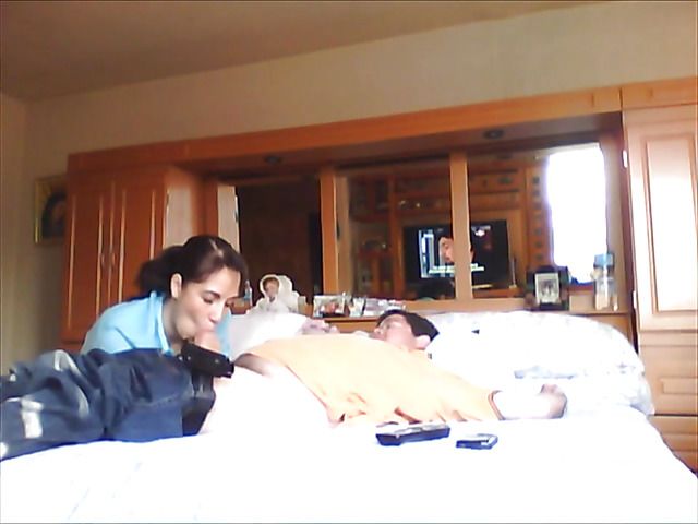 Latina girlfriend sucks cock dry on the bed