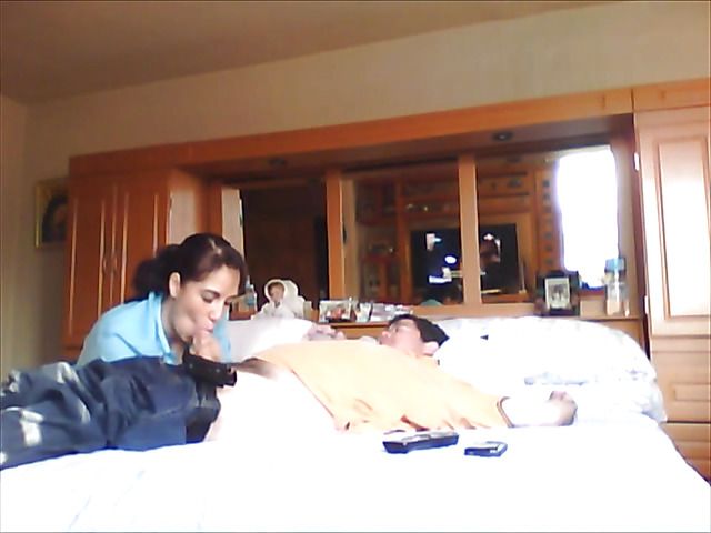 Latina girlfriend sucks cock dry on the bed