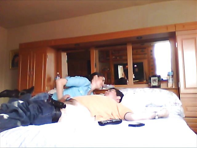 Latina girlfriend sucks cock dry on the bed