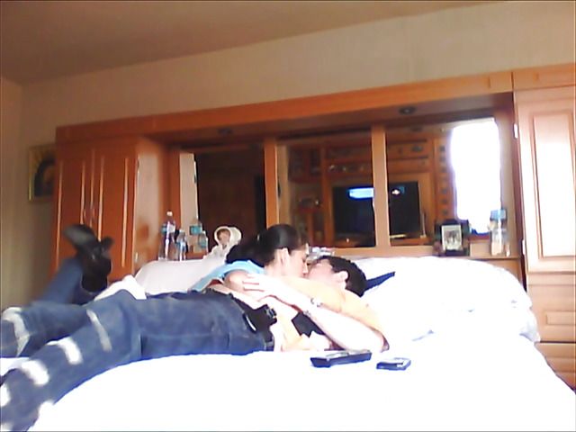 Latina girlfriend sucks cock dry on the bed