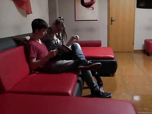 Amazing babe with glasses blowjob