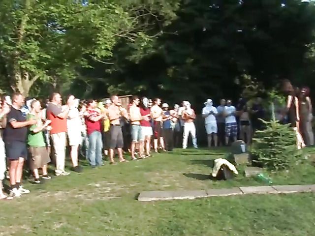 Outdoor cumshot orgy with 4 girls and dozens of horny guys