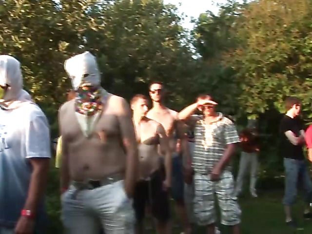 Outdoor cumshot orgy with 4 girls and dozens of horny guys