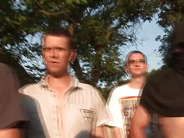 Outdoor cumshot orgy with 4 girls and dozens of horny guys