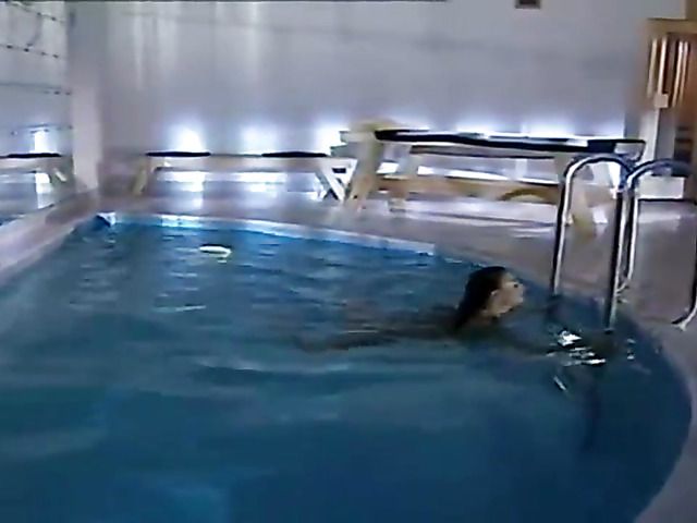 Stunning brunette swimming then fucking