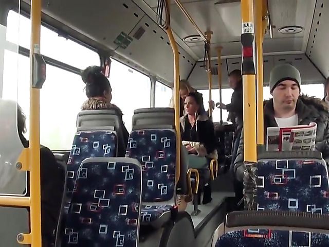 Public sex with a hot blonde on the city bus