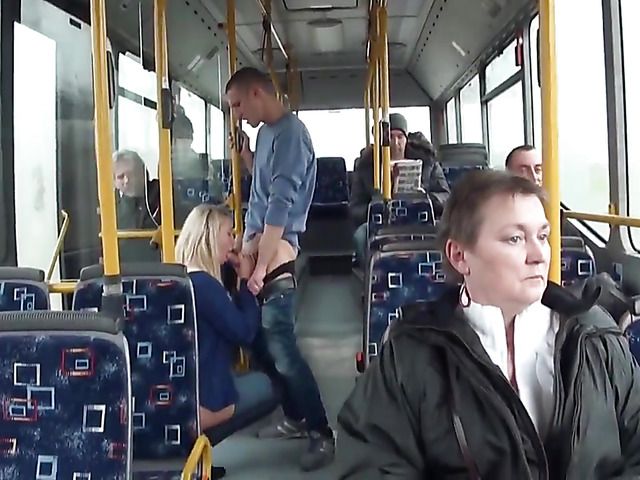 Public sex with a hot blonde on the city bus