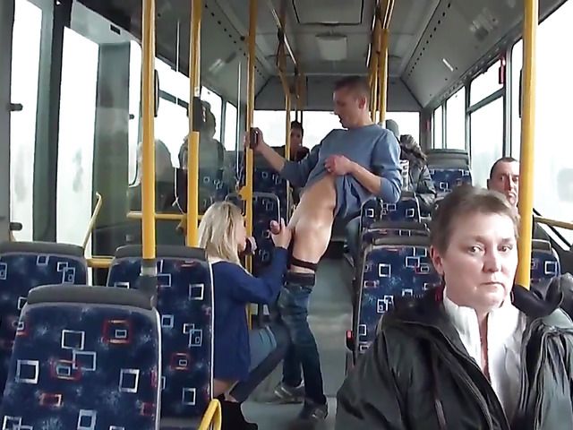 Public sex with a hot blonde on the city bus