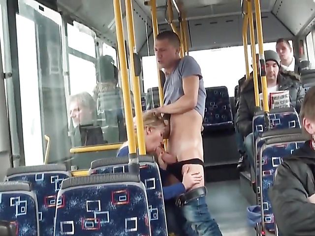 Public sex with a hot blonde on the city bus