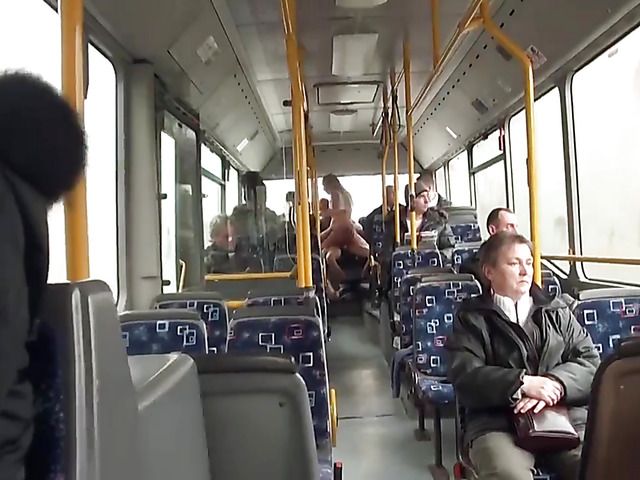 Public sex with a hot blonde on the city bus