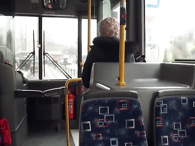 Public sex with a hot blonde on the city bus