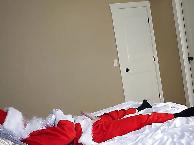 Brunette with hot tits gives head to Santa and gets banged
