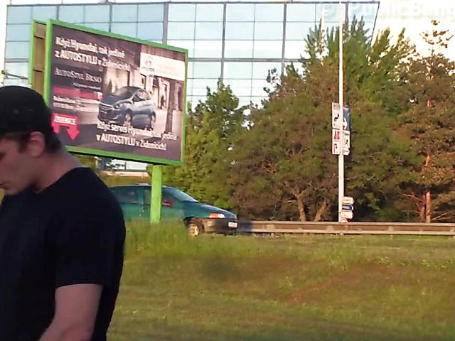 Public threesome in the street with a skinny blonde