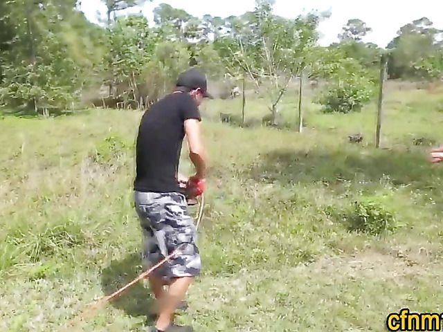 Petite teen in red panties gets fucked in the outdoors