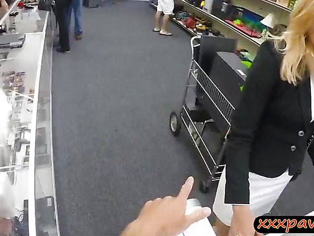 Pawnshop backroom fucking with a sweet blonde