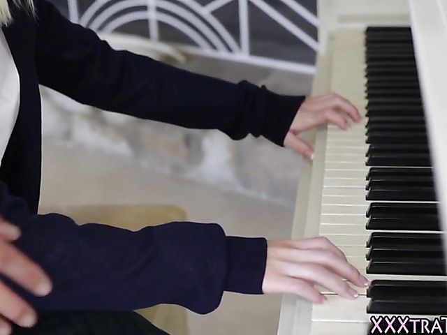 Skinny blonde teen gets banged by her piano teacher