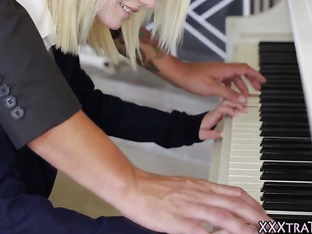 Skinny blonde teen gets banged by her piano teacher