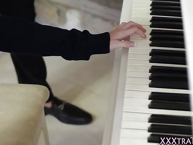 Skinny blonde teen gets banged by her piano teacher
