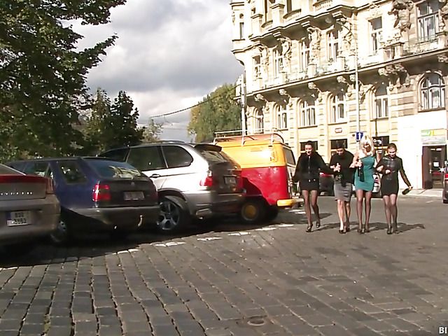 Interracial anal orgy with four drunk sluts