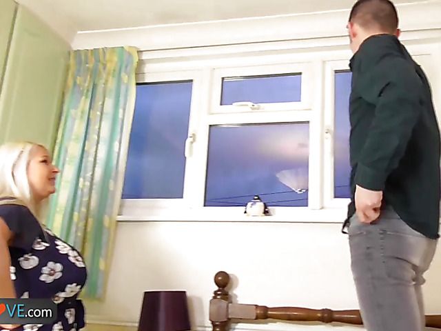 Mature BBW has fun in bed with a young dude