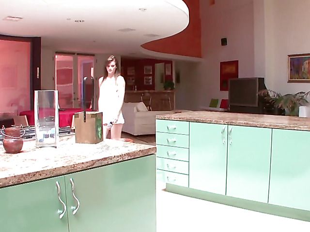 Sweet lesbians get naked in the kitchen