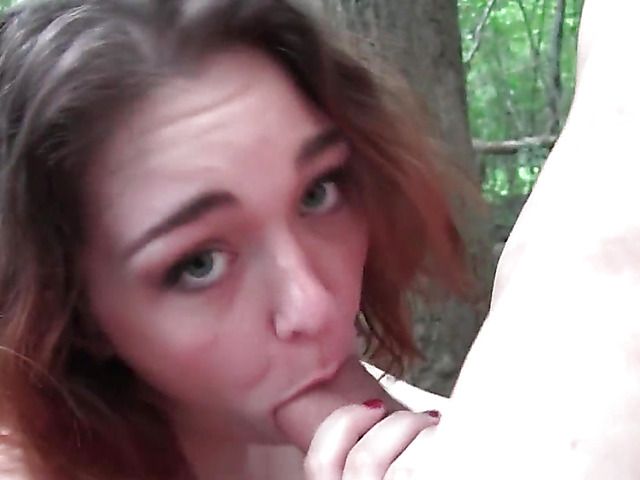 Chubby redhead amateur gets nailed in the forest