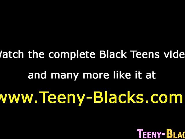 Black teen girl gets her skinny pussy drilled by a white rod