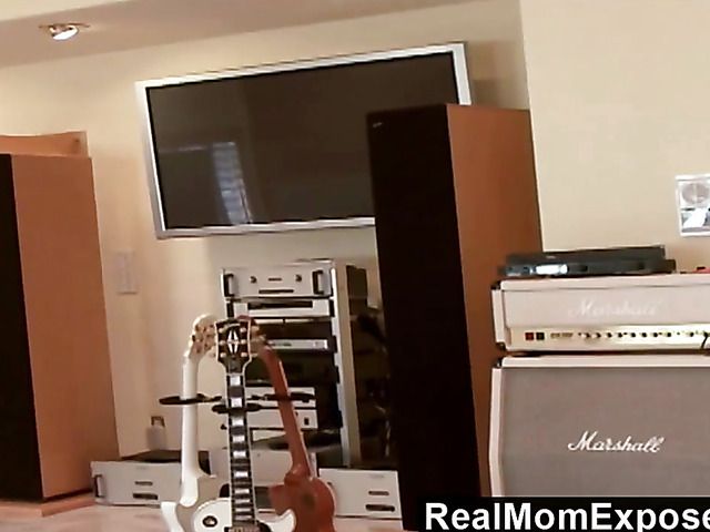 Drunk MILF sucks and fucks in the living room