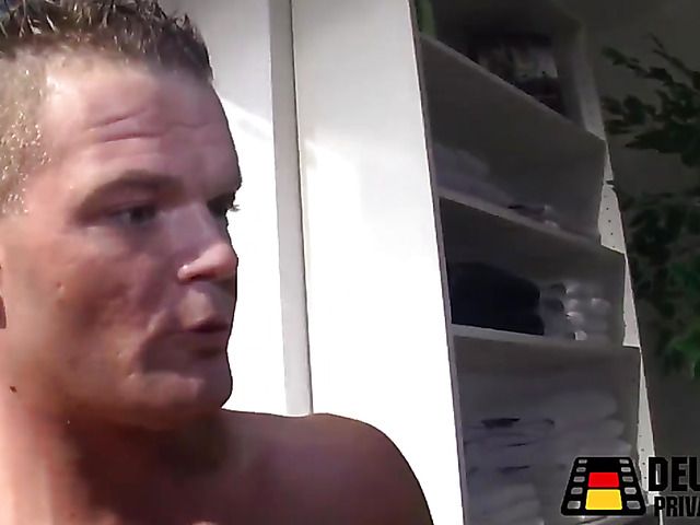 Skinny German redhead MILF sucks & fucks