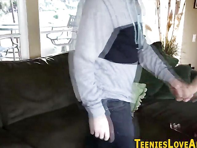 Teen gets anal fucked in front of a big boobs MILF