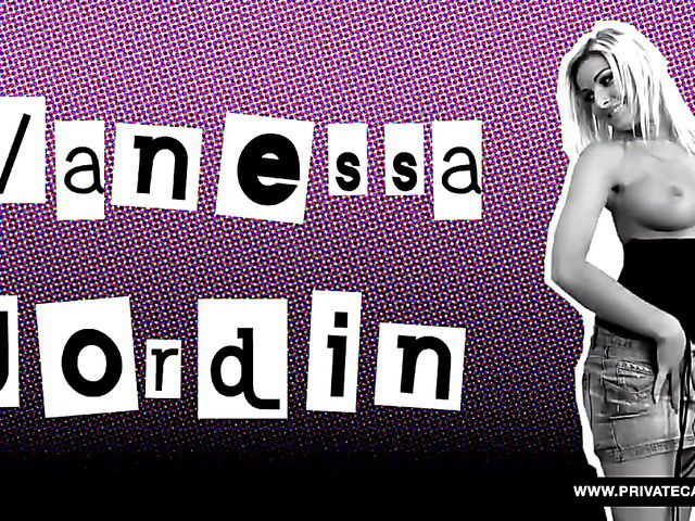 Pretty blonde Vanessa Jordin gets a double fuck