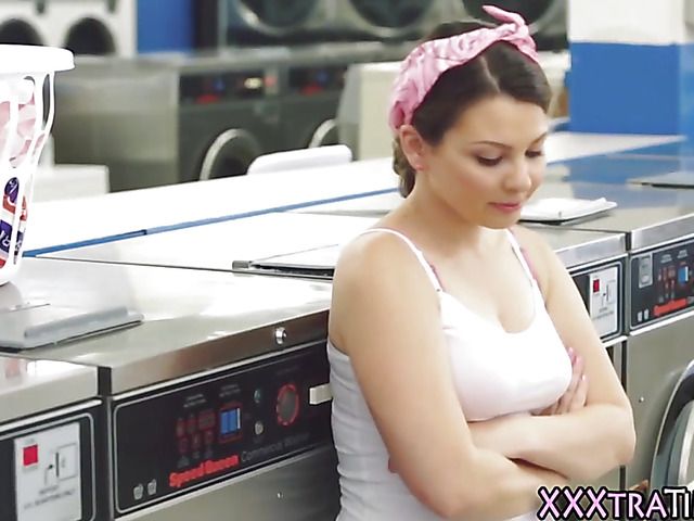 Sexy girl banged and facialed at the laundry