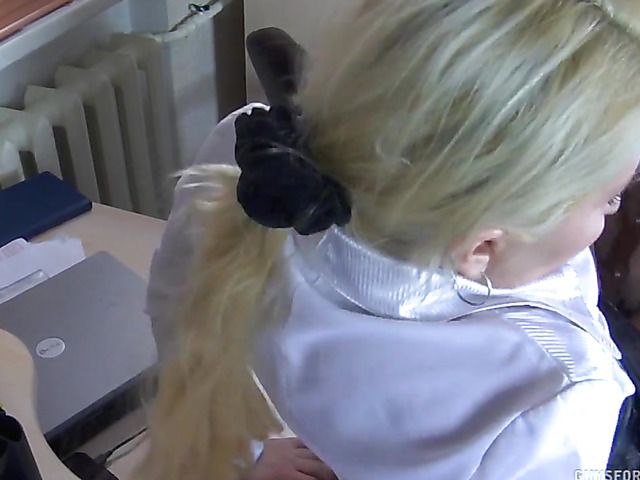 Russian mature secretary fucking with a shy boy