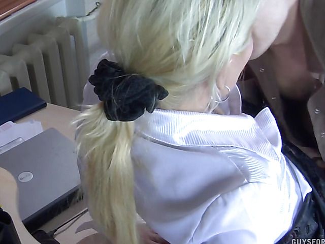 Russian mature secretary fucking with a shy boy