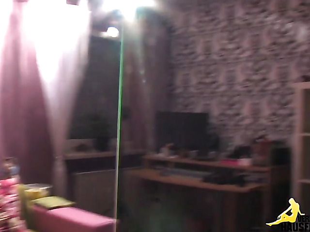 German busty brunette screwed and cummed on