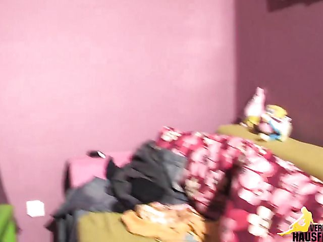 German busty brunette screwed and cummed on