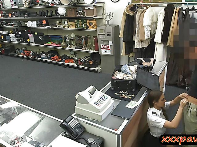 Latina stewardess banged at the pawnshop