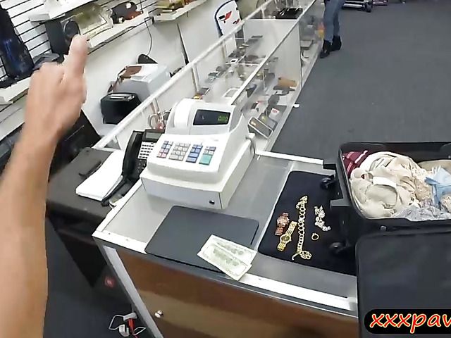 Latina stewardess banged at the pawnshop