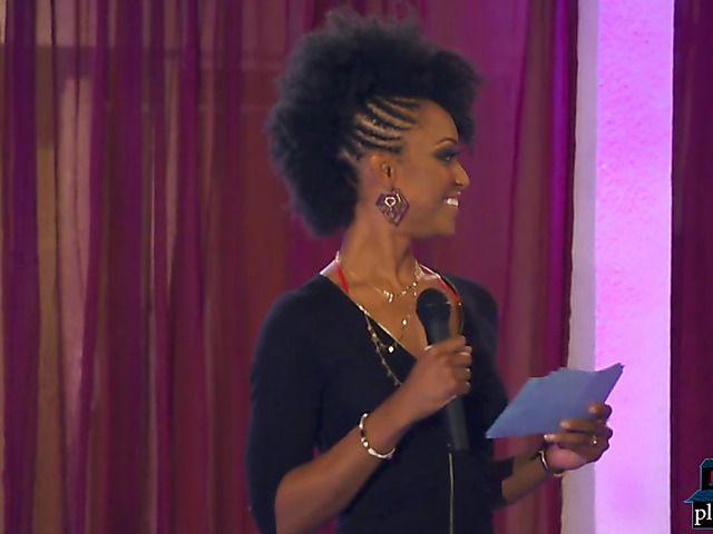 Black cougar fucked after hosting a catwalk lingerie show